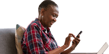 LaundryGo partner using a phone